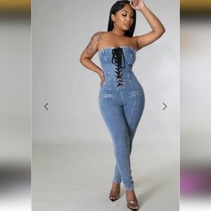 Strapless Denim Jumpsuit